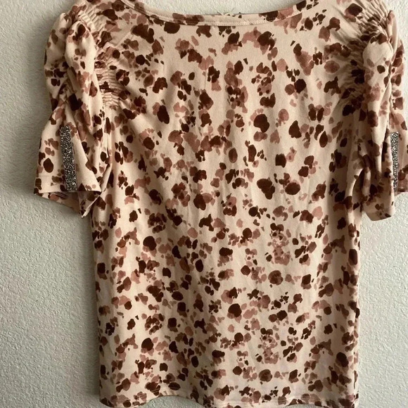 💥🆕 Como Blu Smocked All Over Print Short Sleeve Top M🆕 - Picture 5 of 10